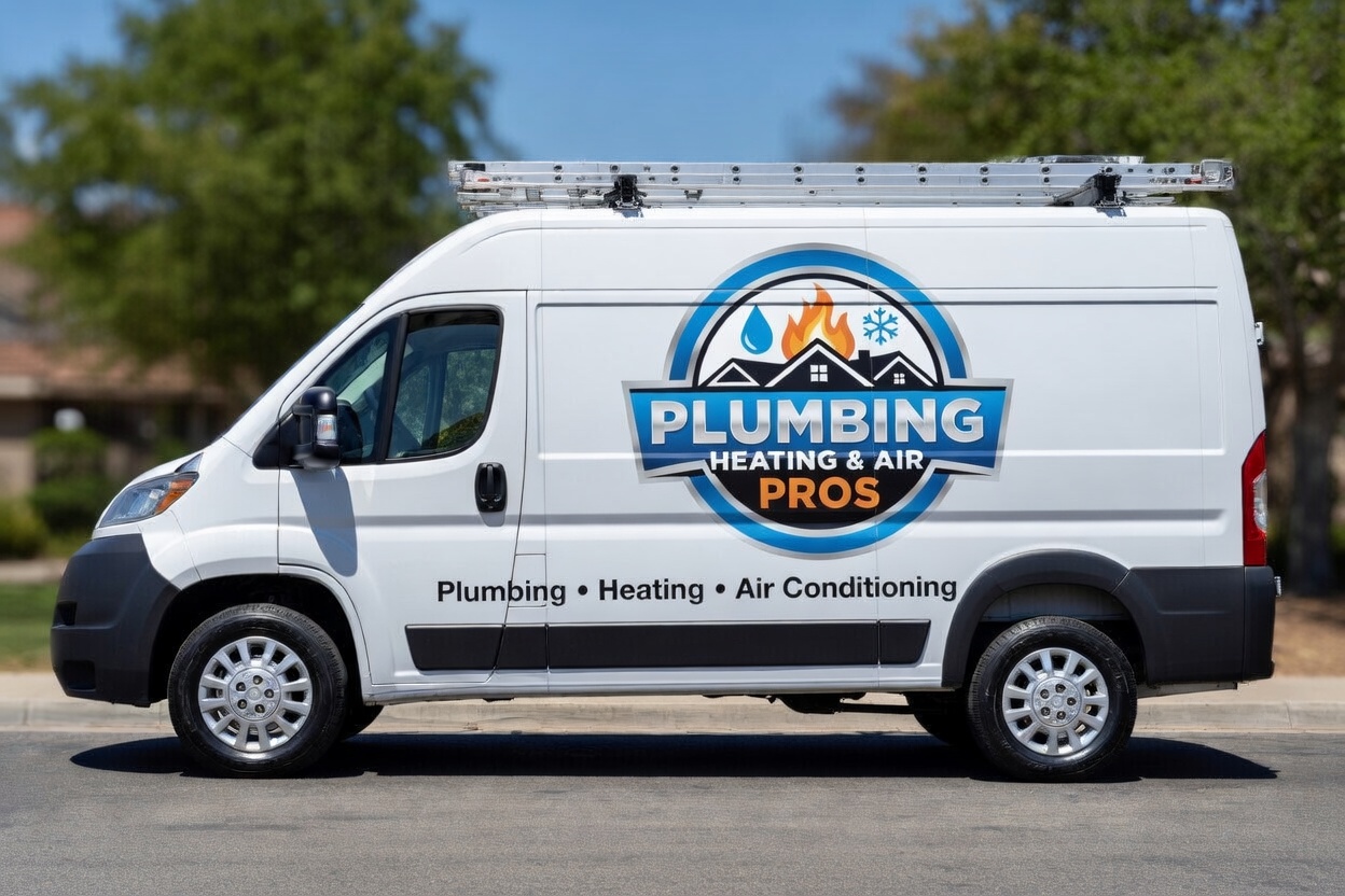 Local plumbing heating and air service van serving Lomita